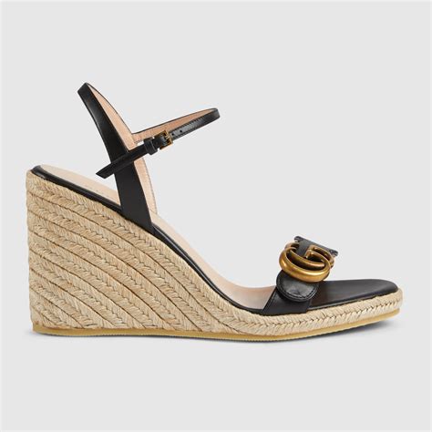 leather platform espadrille gucci|gucci leather espadrilles women.